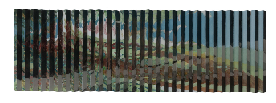 Landschaft, 2016, Oil on Wooden Strip, 28x89cm
